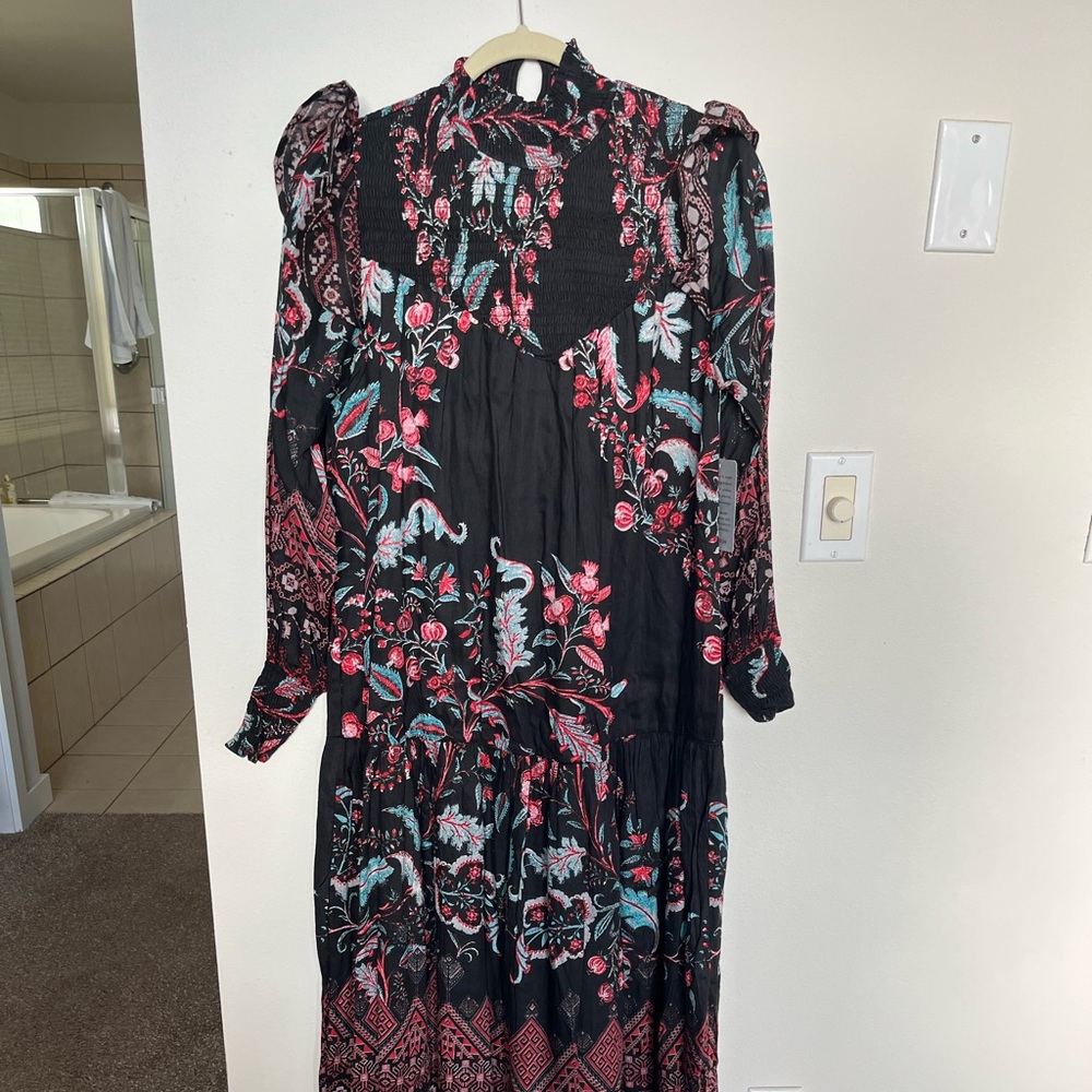 Floral Black and Red Women's Dress